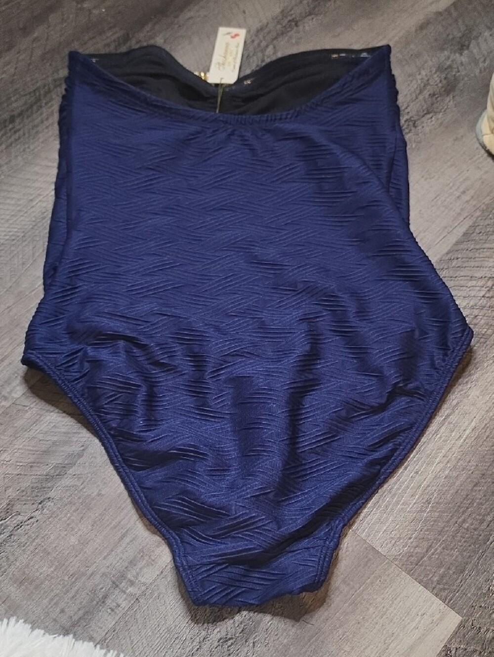 Shoshanna Navy Cinched Strapless One-Piece Swimsuit Size 8 - Picture 5 of 5